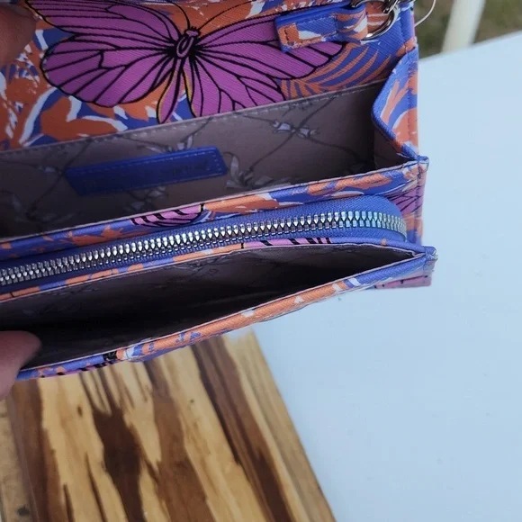 BETSEY JOHNSON ORANGE n PURPLE BUTTERFLY BOW BETSEY JOHNSON CROSSBODY/WALLET